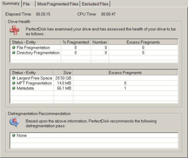 Perfect Disk Test Results