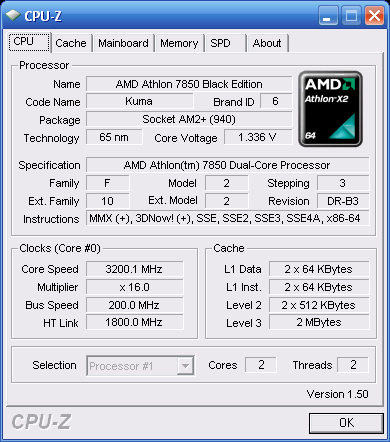 AMD Athlon X2 7850 BE Bjorn3D