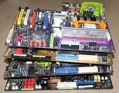 Stacks of motherboards