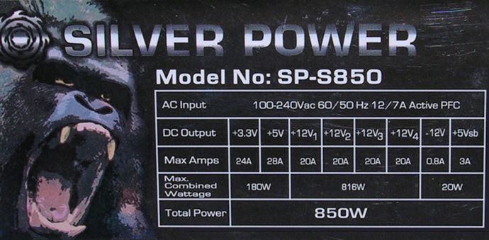 SilverPower_SP-S850_Specs