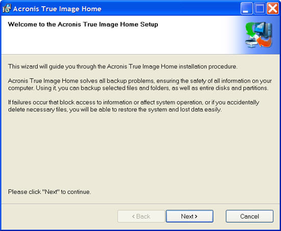 run the repair installation of acronis true image