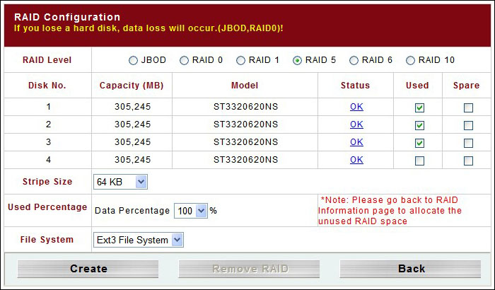 Thecus_N4100Pro_Raid Config