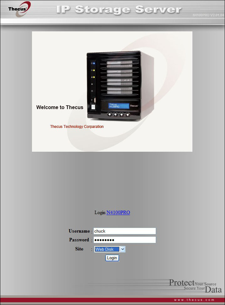 Thecus_N4100Pro WebDisk Login