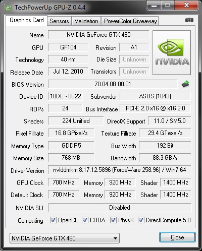 Asus nvidia discount geforce gtx 460