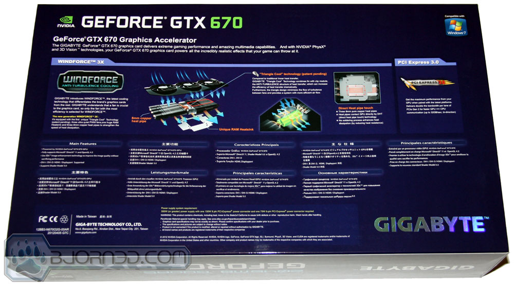 GIGABYTE GTX 670 OC Box Back