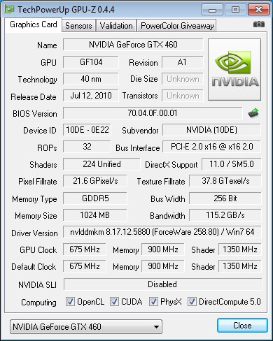 Nvidia GTX 460 s 768MB 1GB Bjorn3D