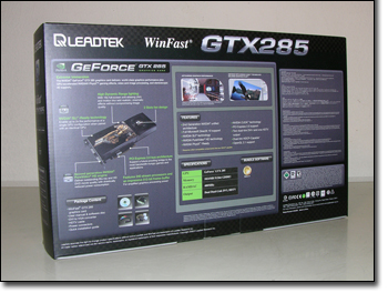 LeadTek WnFast GTX285 Box Back