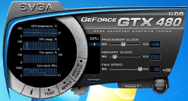 Overclocking GTX 480 EVGA Precision 1.9.2 Bjorn3D