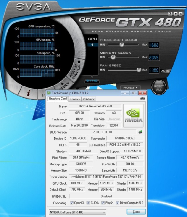 Overclocking GTX 480 EVGA Precision 1.9.2 Bjorn3D